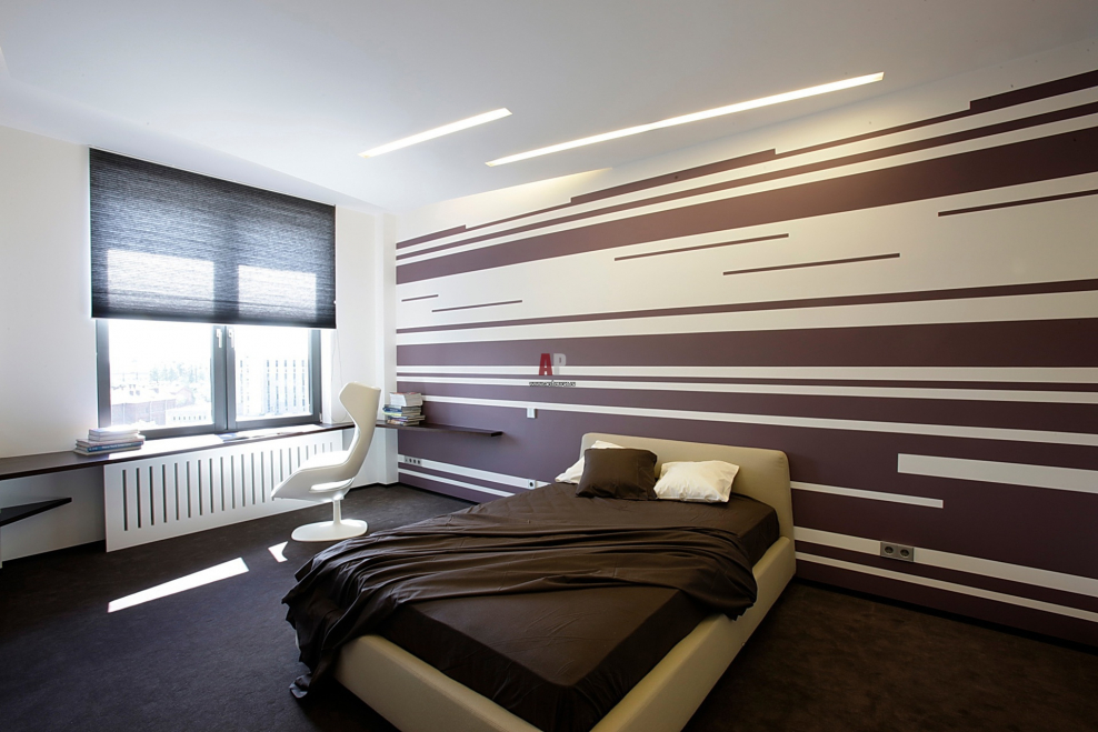 Окраска стен полосками в интерьере