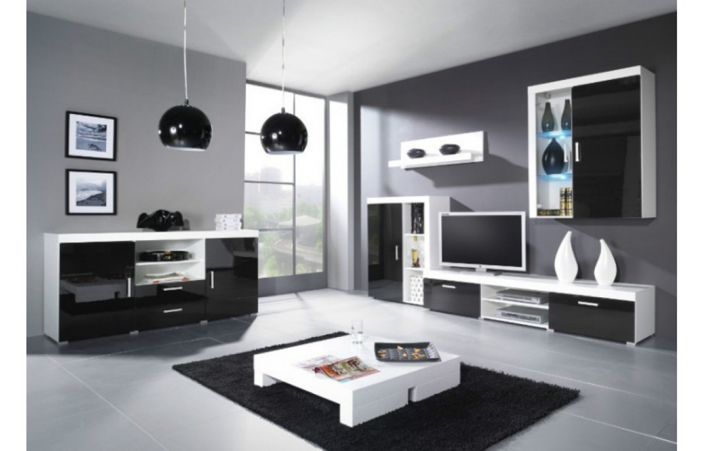 Стенка Shift Black/White глянец