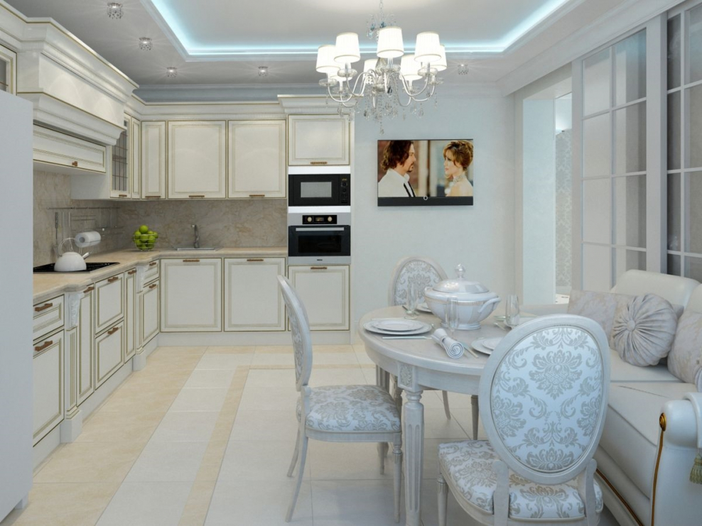 Белая кухня студия Неоклассика