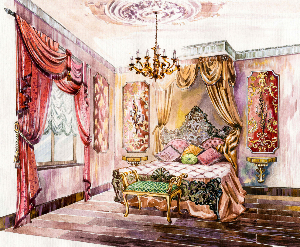 Красная спальня в стиле Барокко