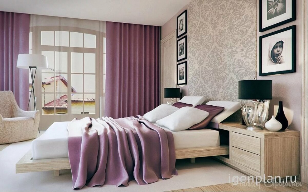 Бежево сиреневый интерьер
