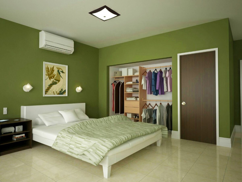 Спальня в оливковом цвете