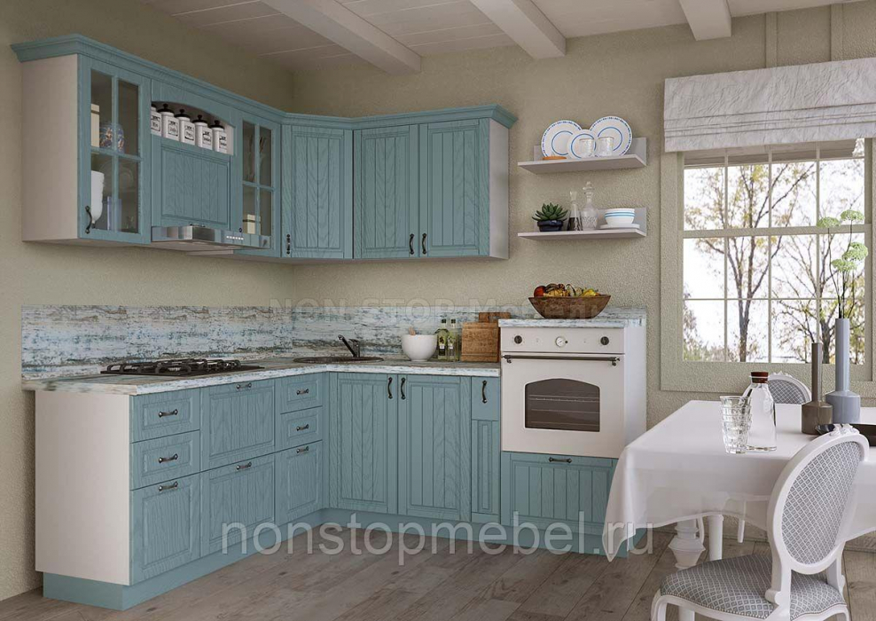 Кухня модульная Роял Вуд голубая