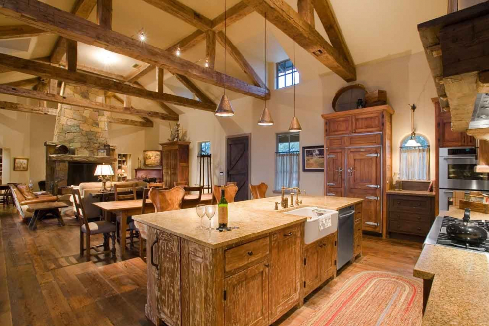 Гостиная с кухней под старину