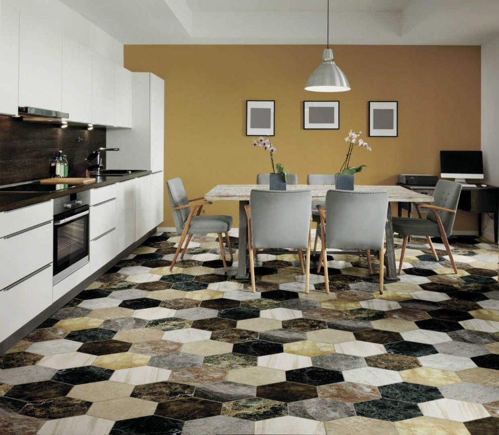 Керамогранит marmo Mix sabbia Esagono 35x40 unica Ceramiche