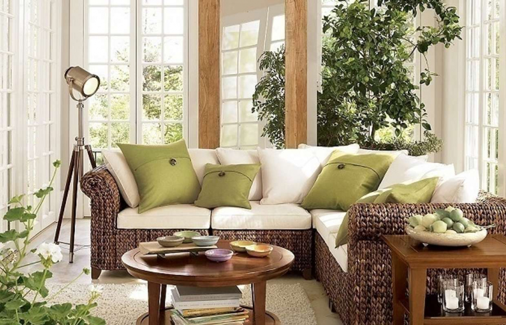 Интерьер зелёный экостиль