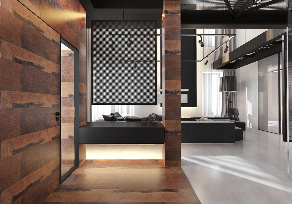 Гостиная в стиле брутализм