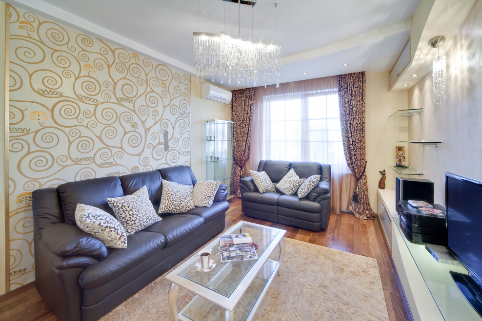 Гостиная в бежевых тонах