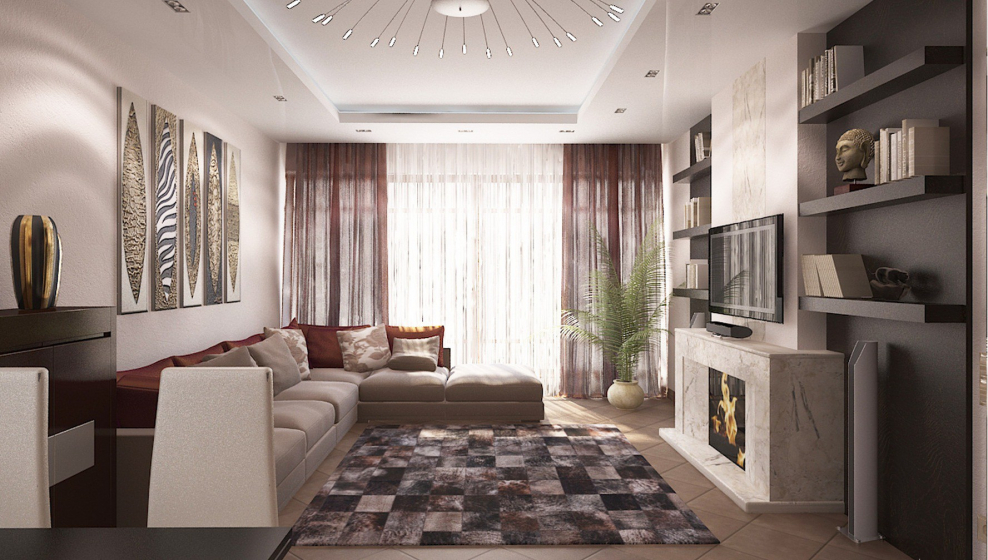 Гостиная современная с балконом