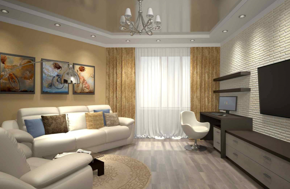 Гостиная совмещенная с балконом