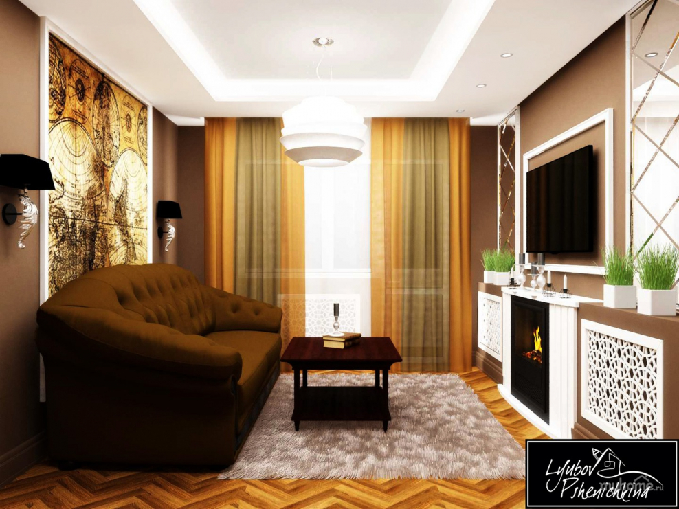 Интерьер гостиной в стандартной квартире