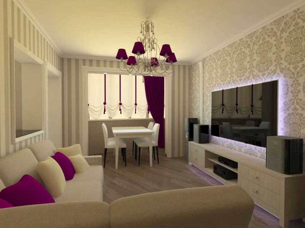 Гостиная Объединенная с балконом