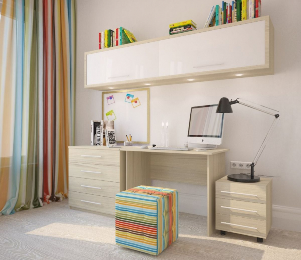 Письменный стол с комодом с общей столешницей