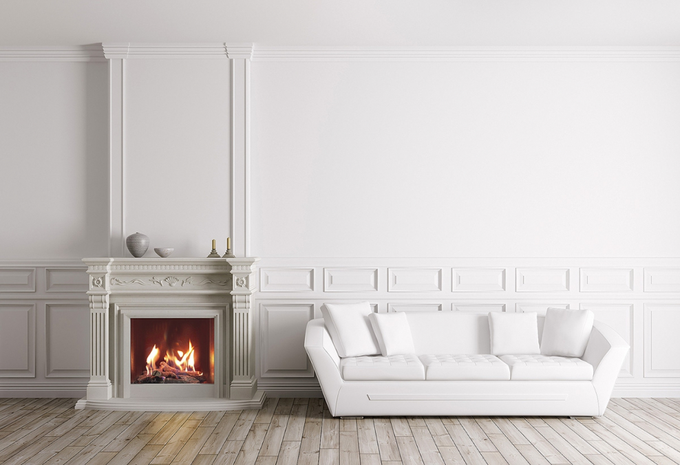 Белый камин в интерьере