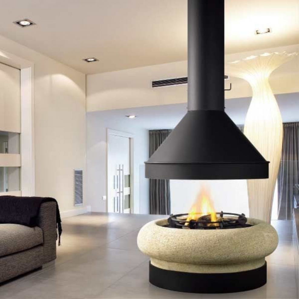 Камин Zeus, со стеклом, черный, h=2.4 (Traforart