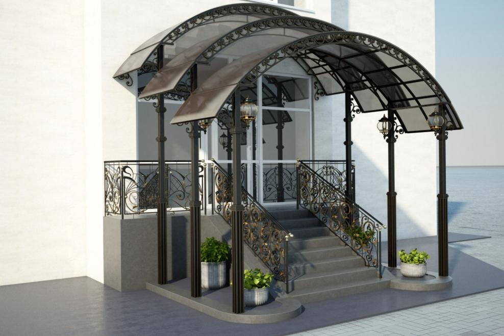 Кованые навесы, козырьки и входные группы