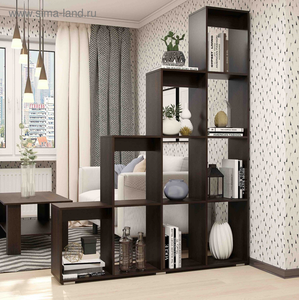 Стеллаж-перегородка Кантри, 1600х296х2036, венге