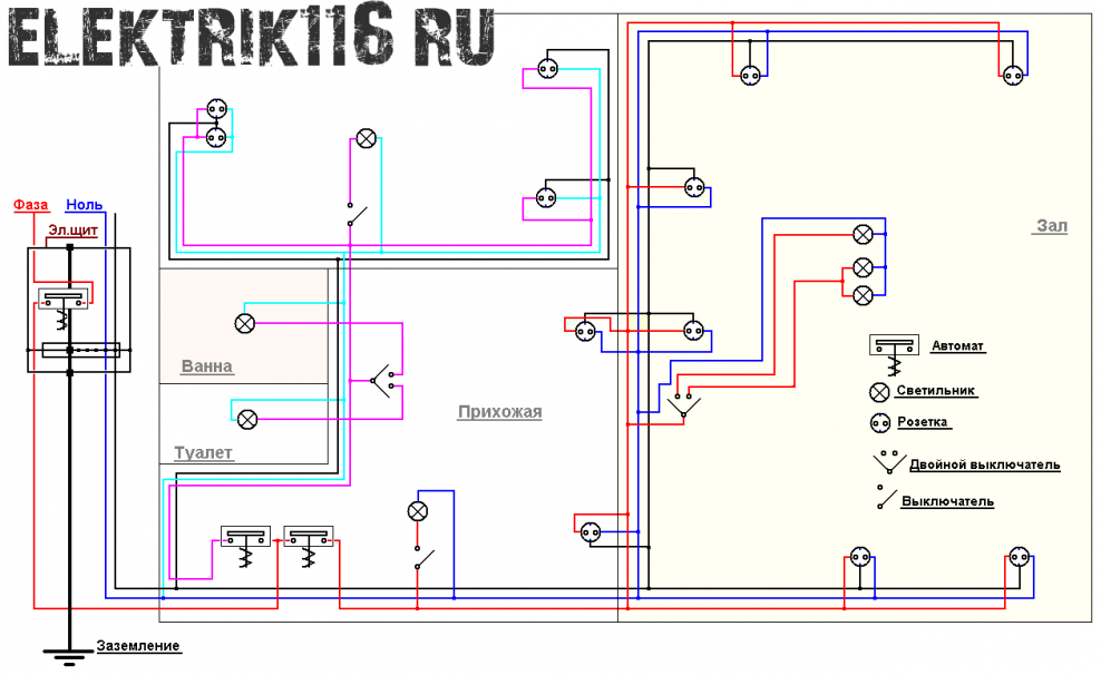 Схема разводки электропроводки в квартире 3х комнатной