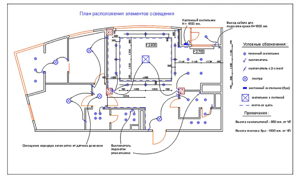 Раскладка проводки схема