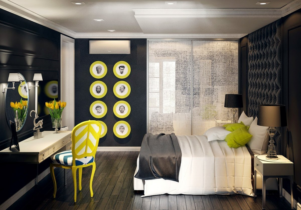 Комната в скандинавском стиле с двумя кроватями