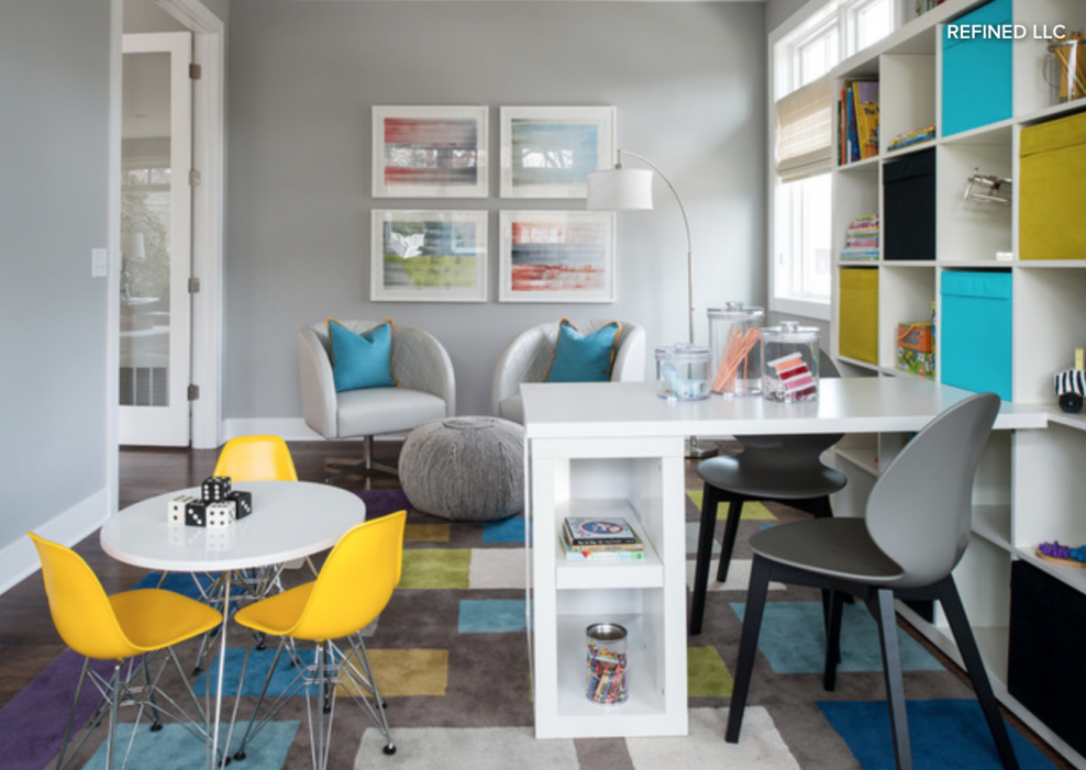 Интерьер в сине желтых тонах