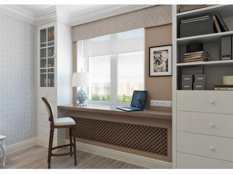 Широкий подоконник в интерьере