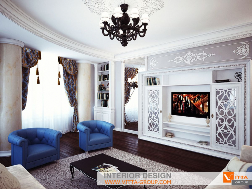 Неоклассика гостиная 20кв