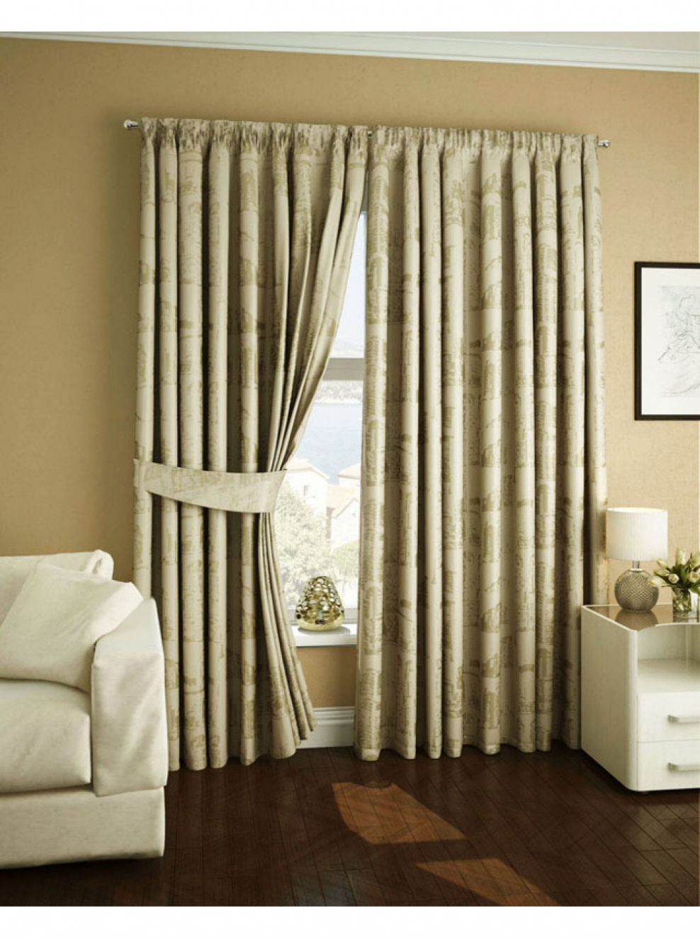 Портьерная штора Arco Doro жаккард, бежевый, 200х260