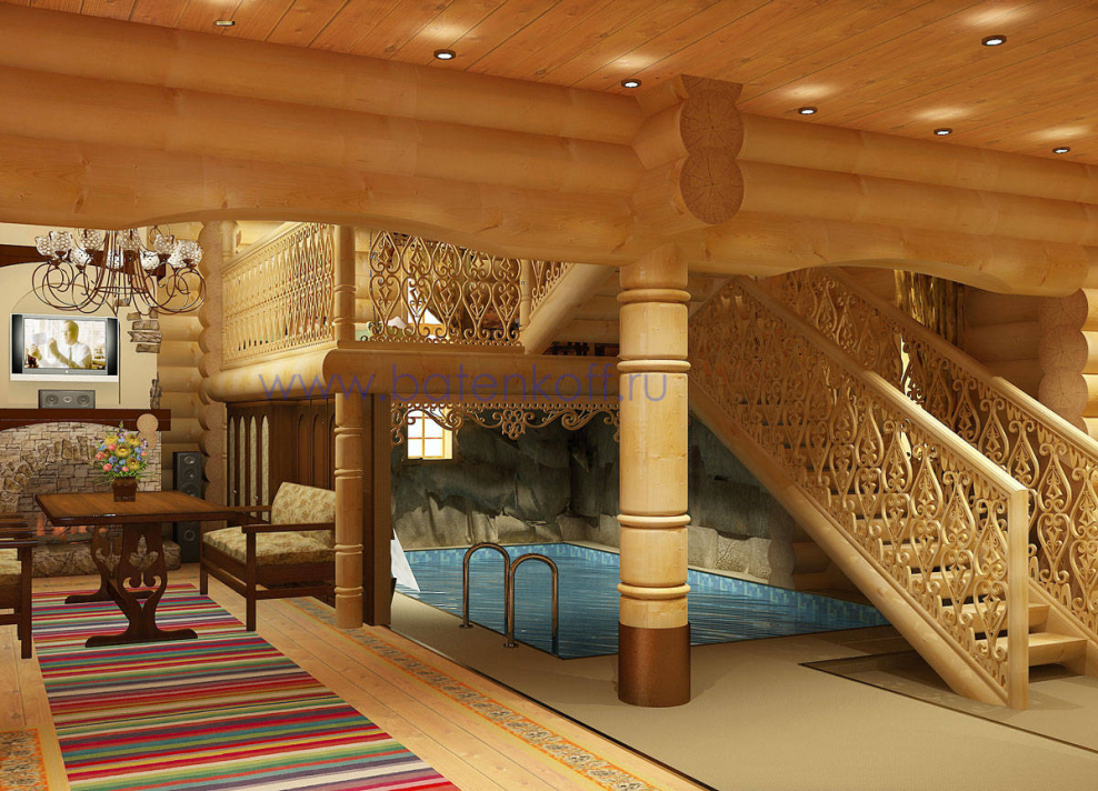 Интерьер деревянной бани