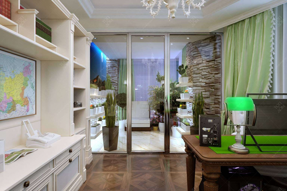 Гостиная Контемпорари светлые шторы