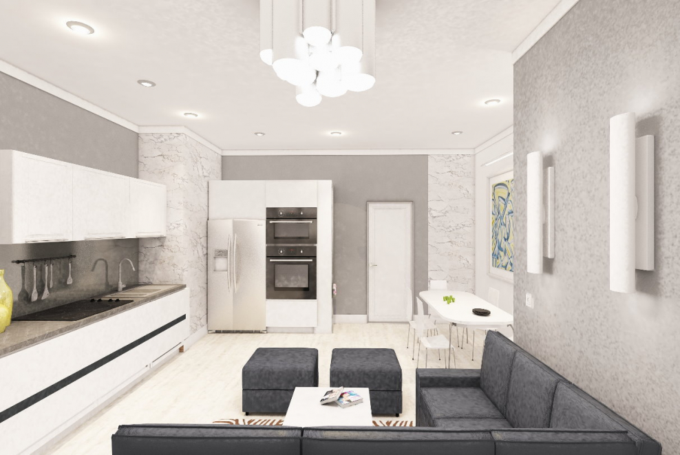 Интерьер двухкомнатной квартиры в светлых тонах