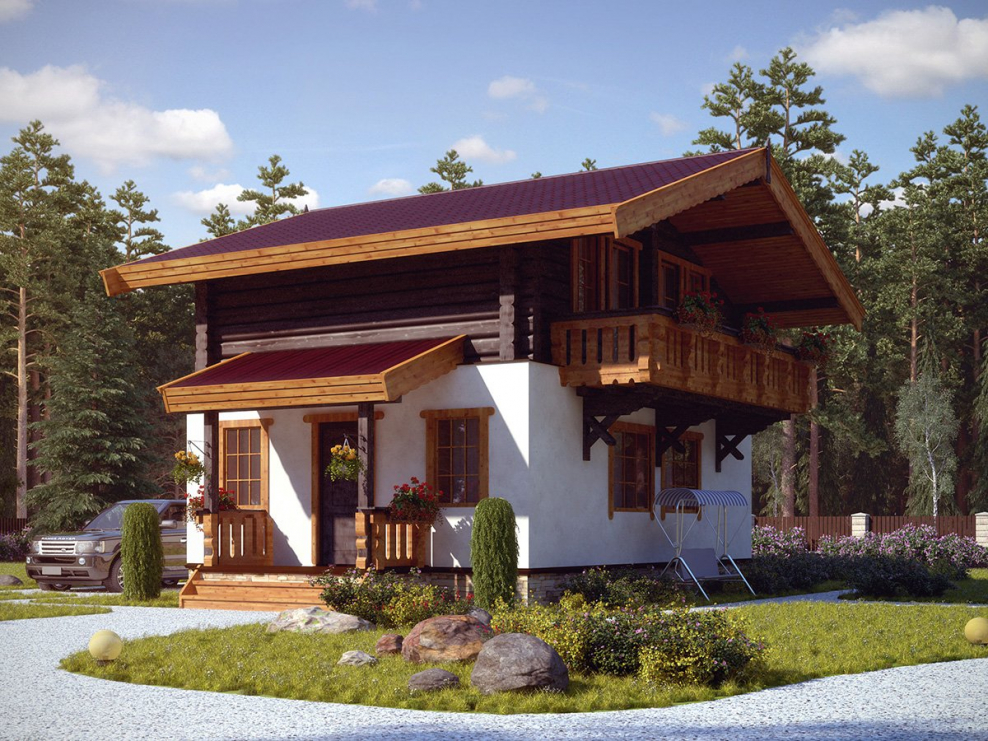 Открытая терраса из дерева с философским видом с видом на горы