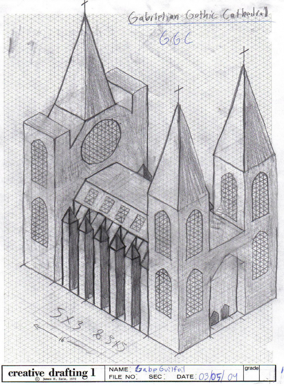 Готический замок карандашом