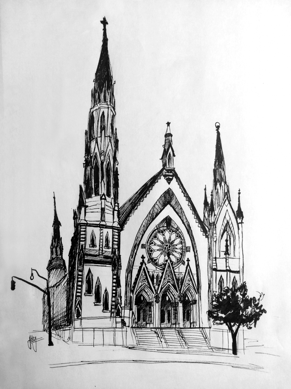 Готический стиль карандашом легко