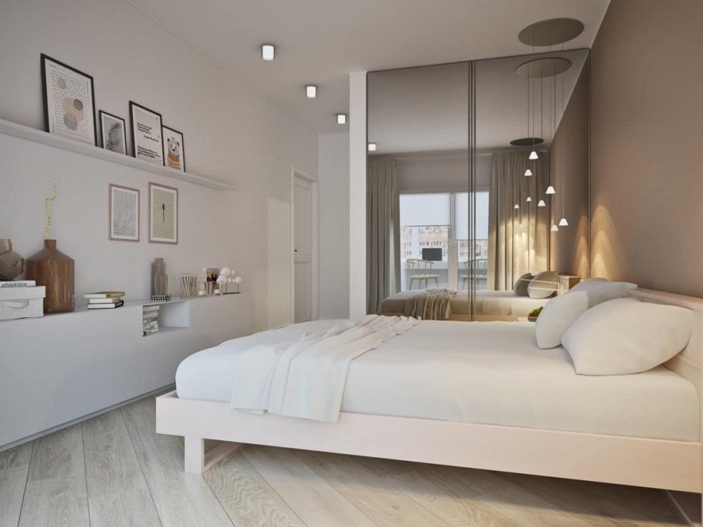 Интерьер спальни в светлых