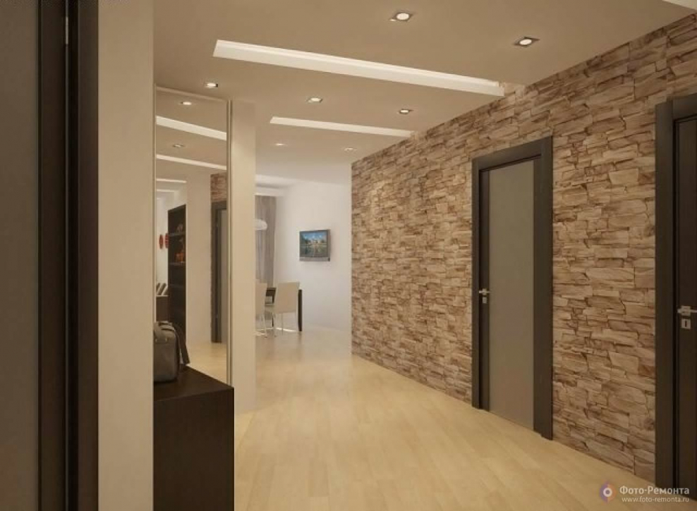 Отделка коридора декоративным камнем