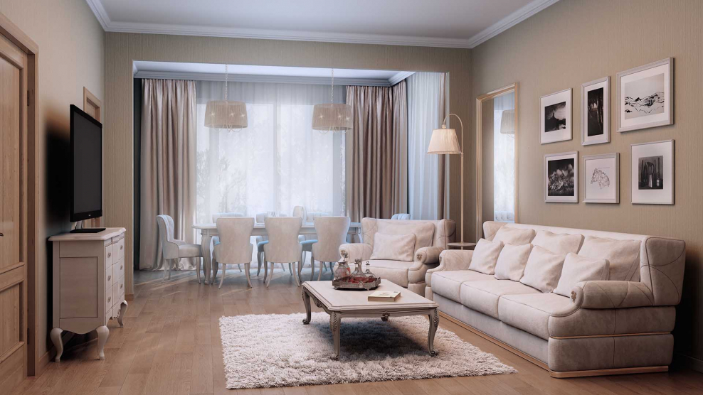 Шторы в интерьере гостиной
