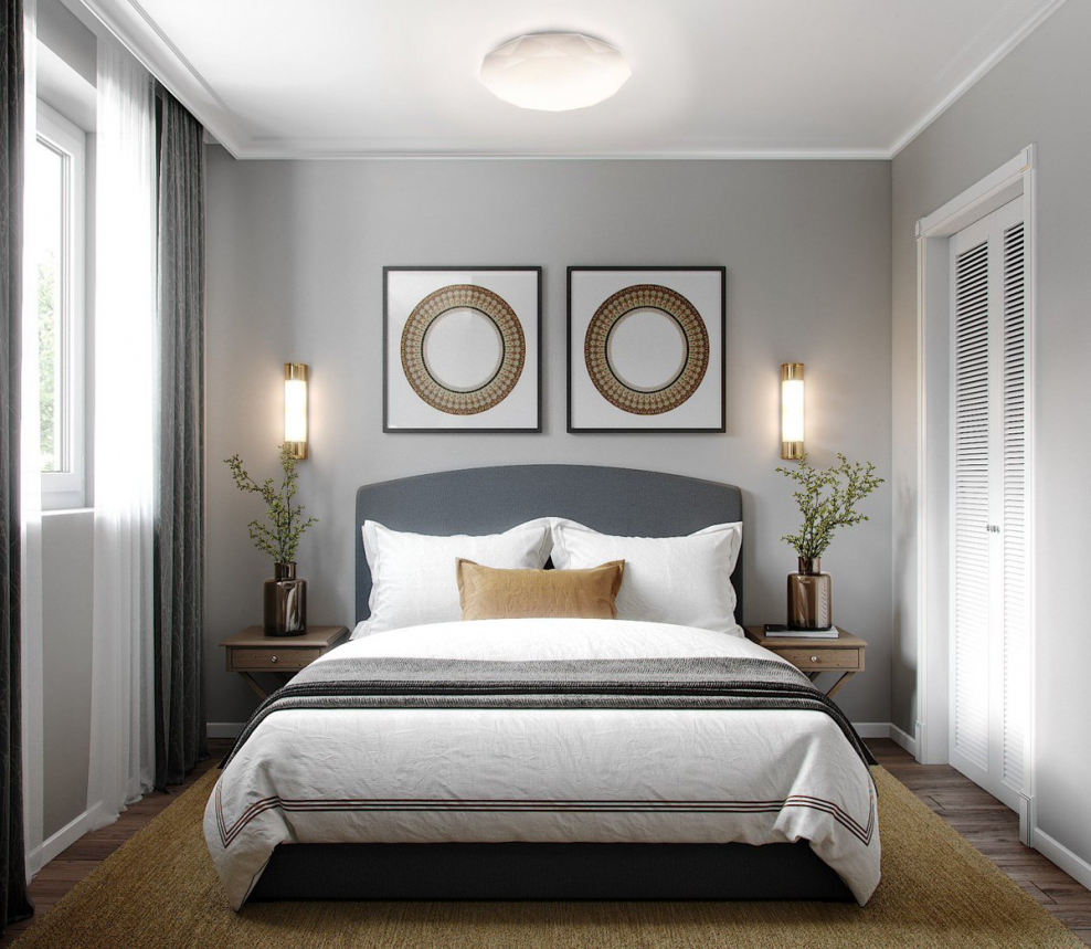 Бра над кроватью в спальне с потолка