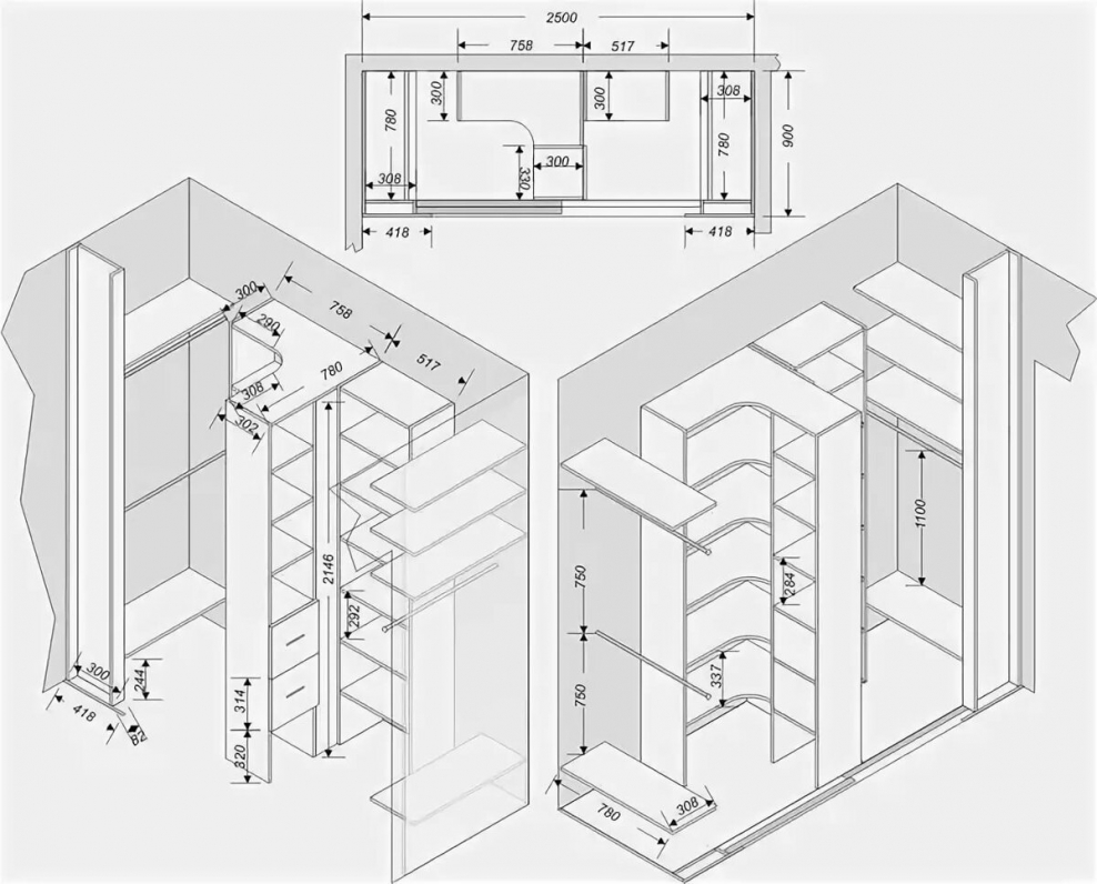 Гардероб на чертеже