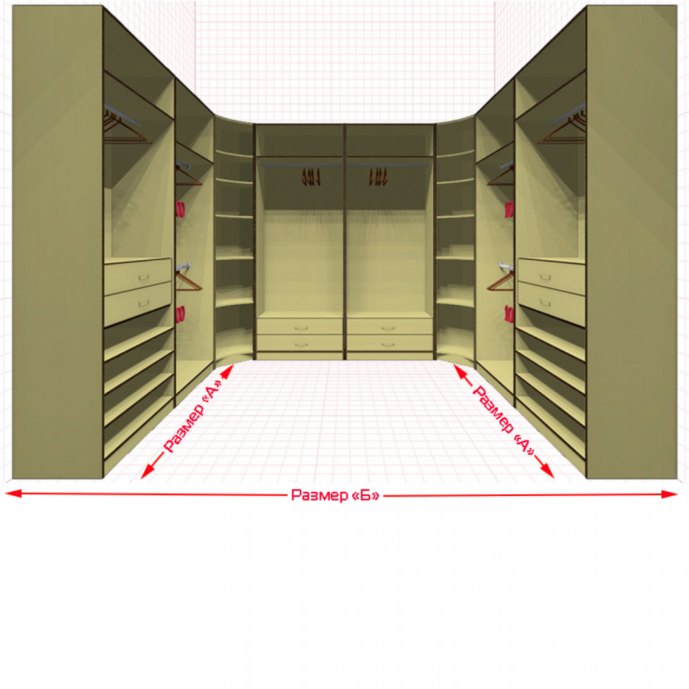 Угловая гардеробная 1 м на 1,2 м