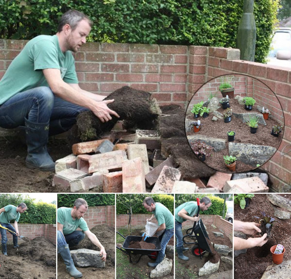 Альпийская горка из старого кирпича