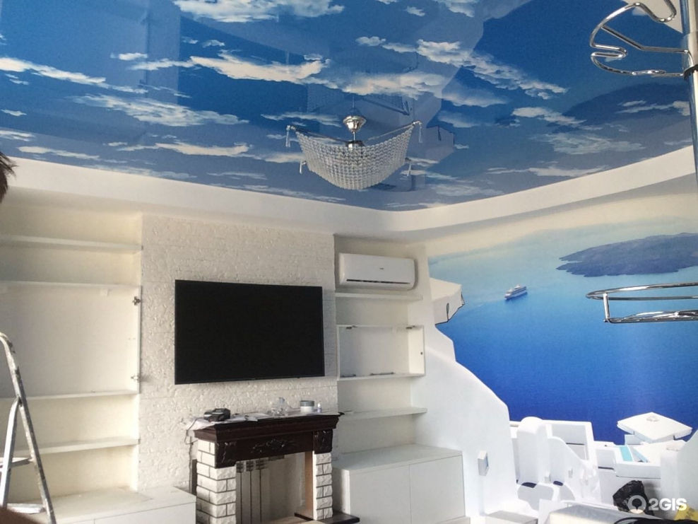 Многоуровневые натяжные потолки небо