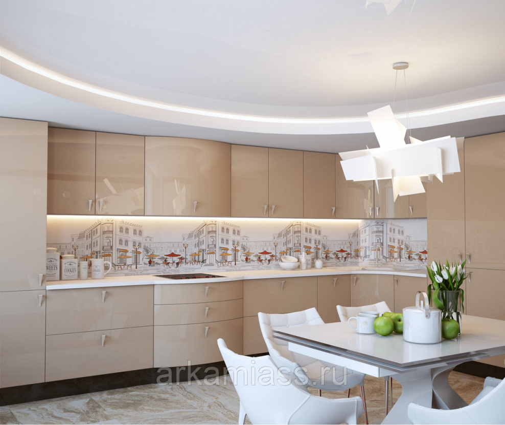 Фартук для бежевой кухни