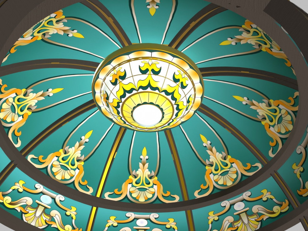 Витражный круглый потолок