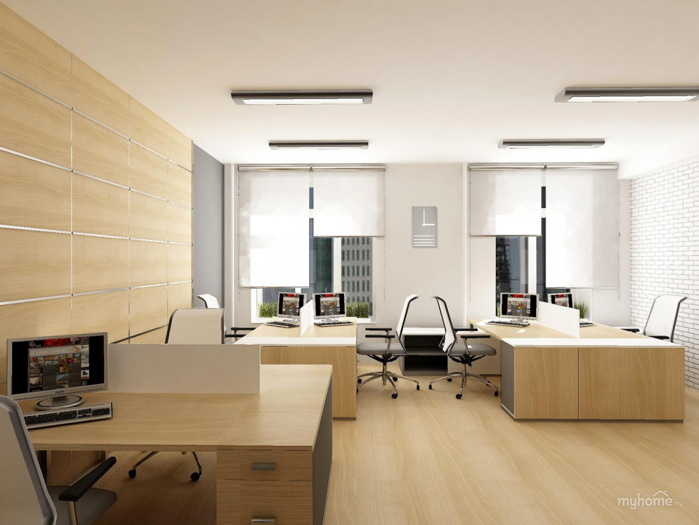 Интерьер офиса в бежевых тонах