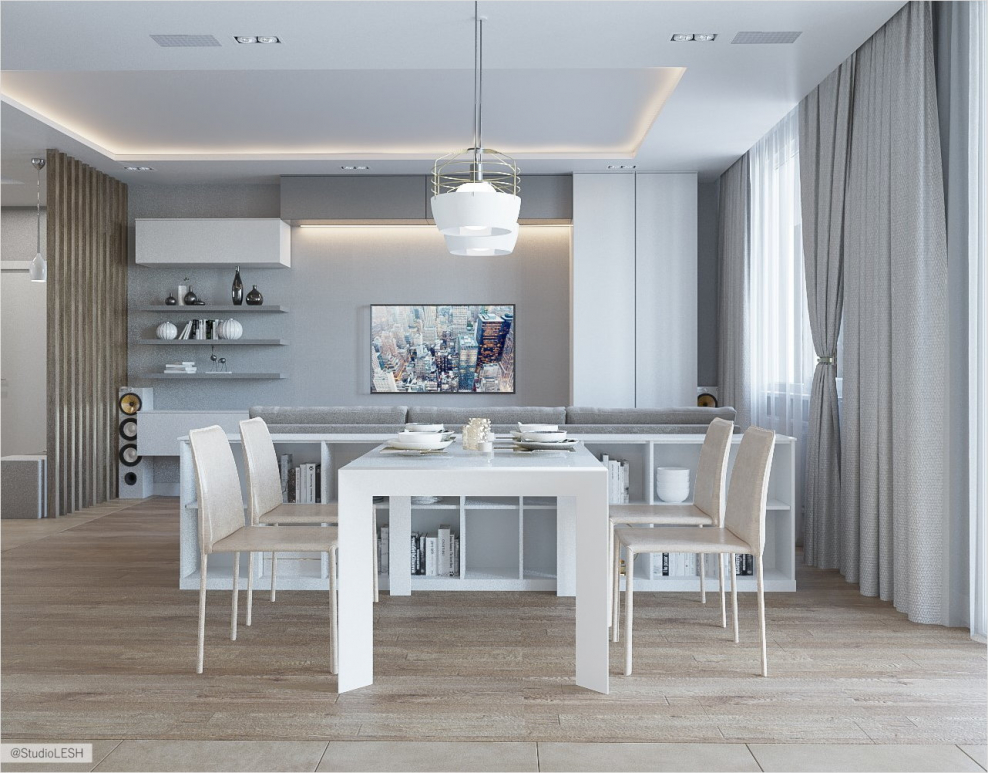 Кухня гостиная с обеденной зоной