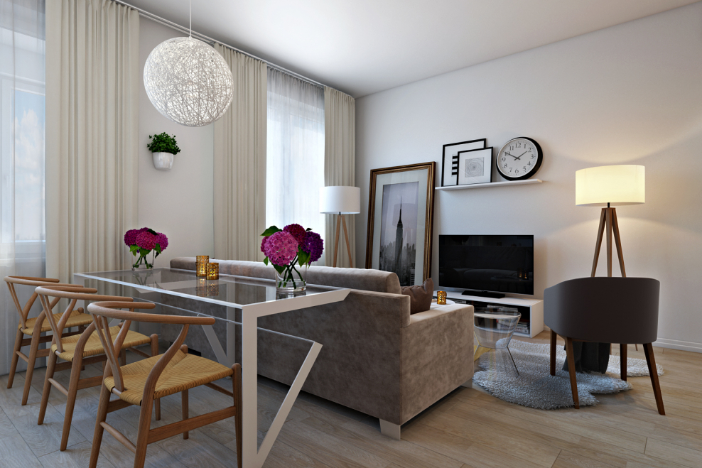 Гостиная с обеденной зоной