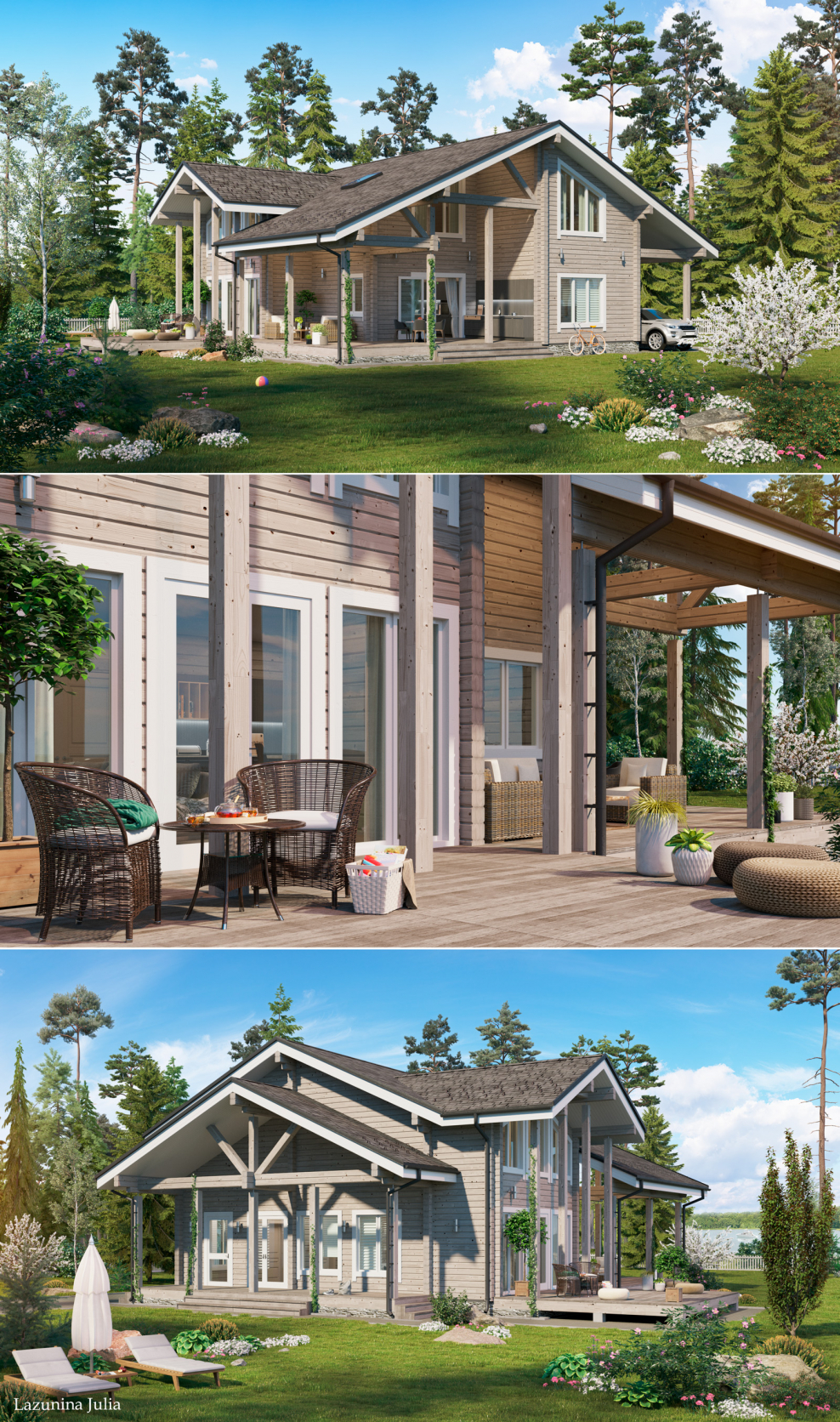 Деревянный дом визуализация