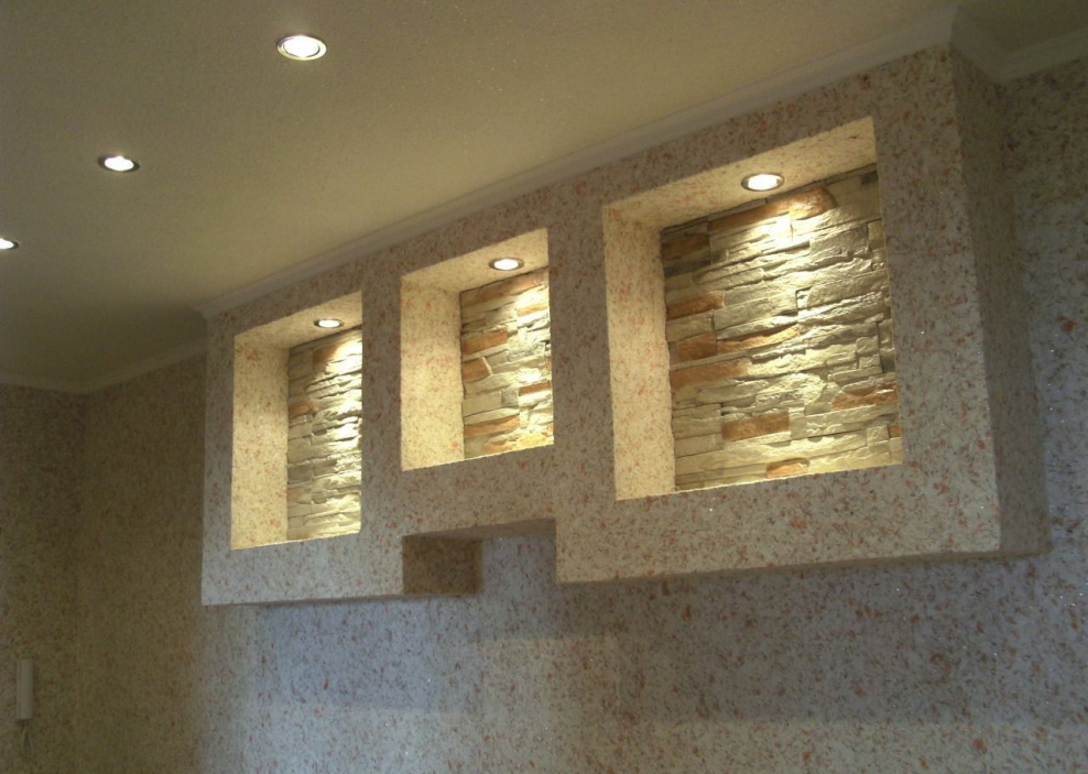 Декоративная штукатурка под кирпич на кухне