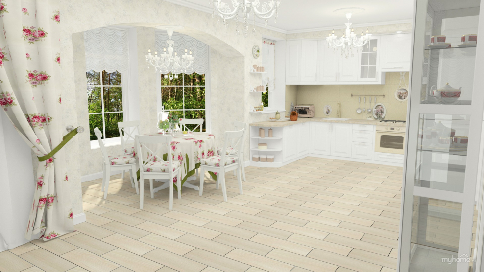 Кухня Прованс белые обои